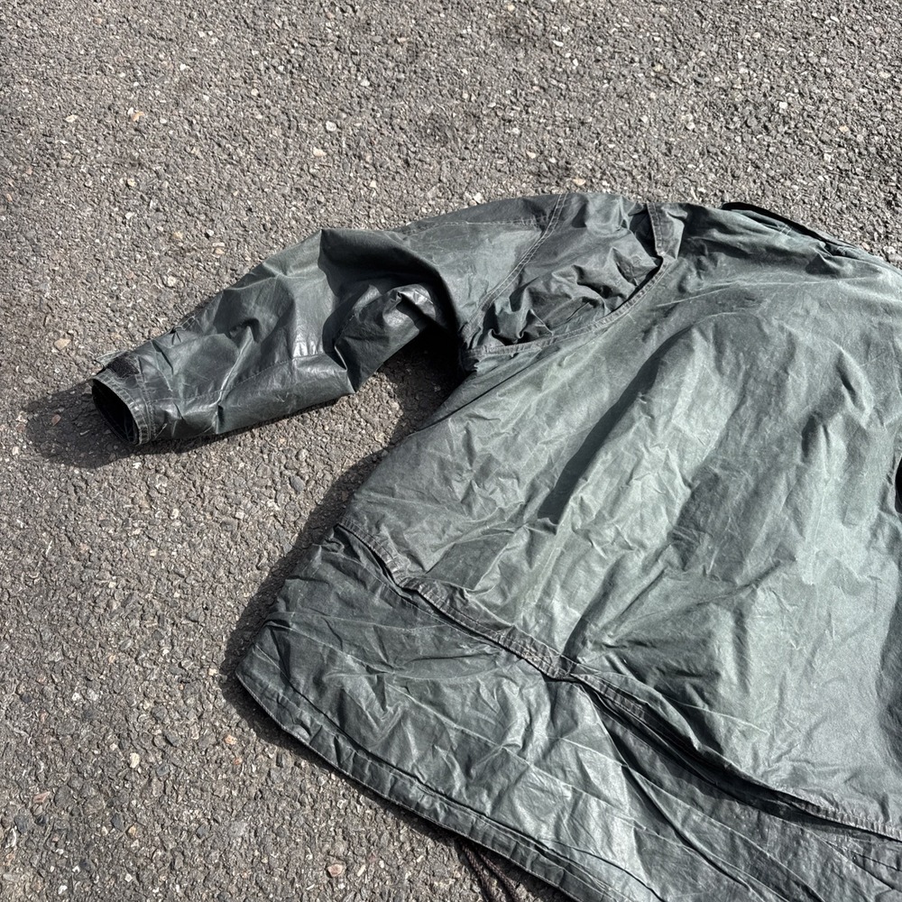 Kakadu Traders Australia Men's L Oilskin Jacket Green Zip Up Vintage WOW! Waxed - Picture 10 of 11
